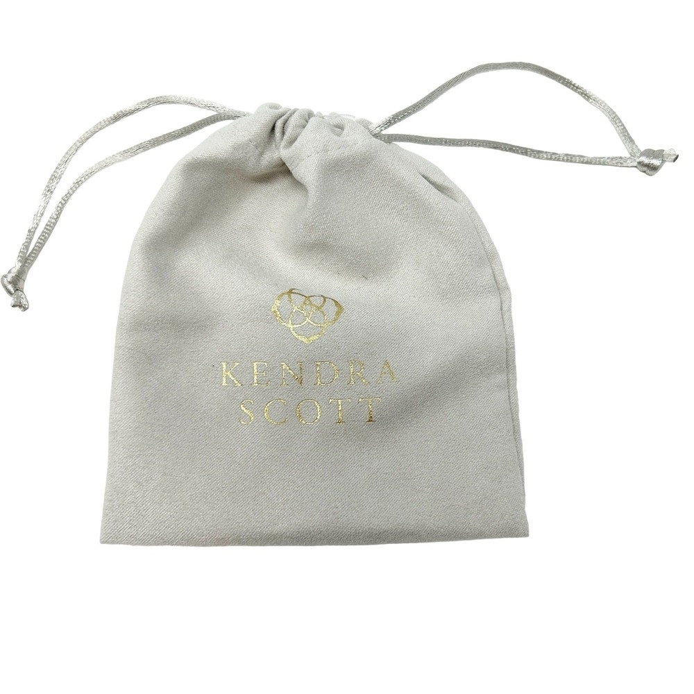 Kendra Scott Womens Gray Gold Logo Drawstring Jewelry Dust Bag Storage Pouch